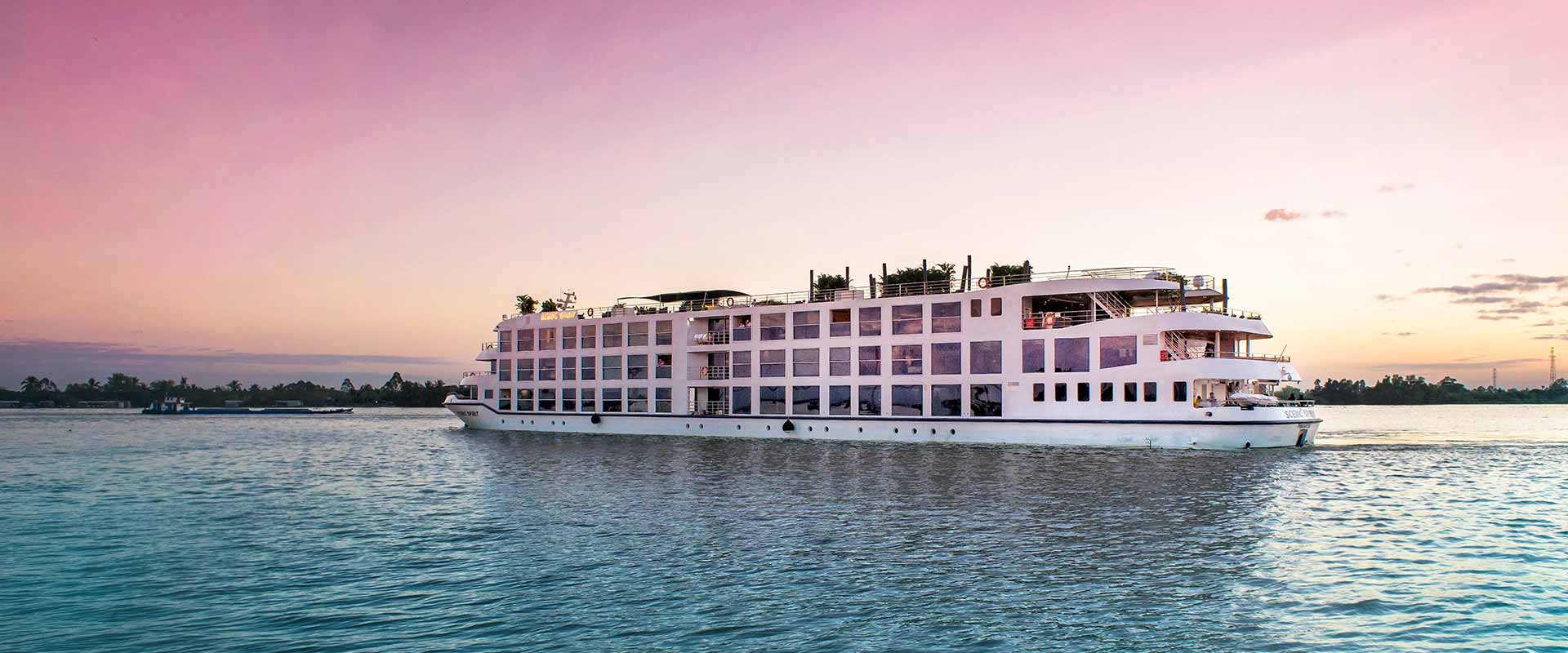 Exterior view of Scenic Spirit during Mekong River Cruise